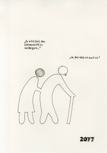 Daniela Brahm "2077 – it´s time to extend the heritable building right contract. Yes, I agree." 2013 ink and pencil on paper, 29.7 x 21 cm