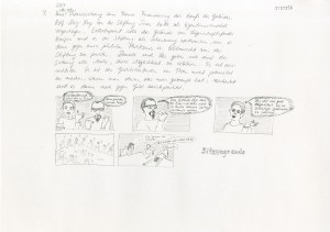 Daniela Brahm "ExRotaprint Bildergeschichten / #7 meeting" 2011-12 ink and pencil on paper, 29.7 x 42 cm