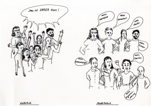 Daniela Brahm "Multitude / Multitalente" 2014 ink and pencil on paper, 21 x 29.7 cm