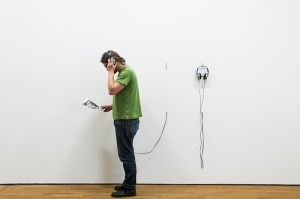 Daniela Brahm "eins und eins sind eins" (one plus one equals one) 2009 (with Les Schliesser), in: „HLYSNAN: The Notion and Politics of Listening“ 2014, Casino Luxembourg, LUX, photo: Patrick Galbats