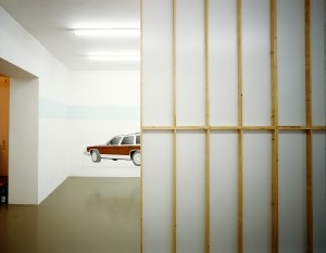 Daniela Brahm NIMBY - Not In My Backyard, 2001 Mirko Mayer Gallery, Cologne “Familiar” oil on wood, 110 x 300 cm