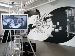 Daniela Brahm Urban Activism as Artistic Practice 2014 (with Les Schliesser) at 0047 Oslo, NOR billborad prints, wall painting, drawings, posters, sculpture with leathers and monitors, slide projections, info material