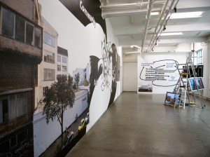 Daniela Brahm Urban Activism as Artistic Practice 2014 (with Les Schliesser) at 0047 Oslo, NOR billborad prints, wall painting, drawings, posters, sculpture with leathers and monitors, slide projections, info material