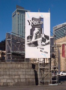 Daniela Brahm The Big Argument 2009, in: "Warsaw Under Construction", Museum of Modern Art in Warsaw site-specific installation, scaffoldings, billboards, large format prints, painting, approx. 11 x 7 x 4 m