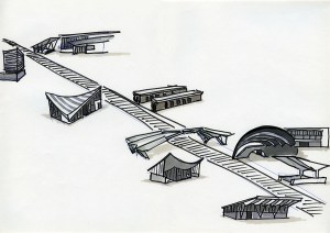 Daniela Brahm_“Warsaw fighting city / train stations” 2009, marker on paper, 29,7 x 42 cm