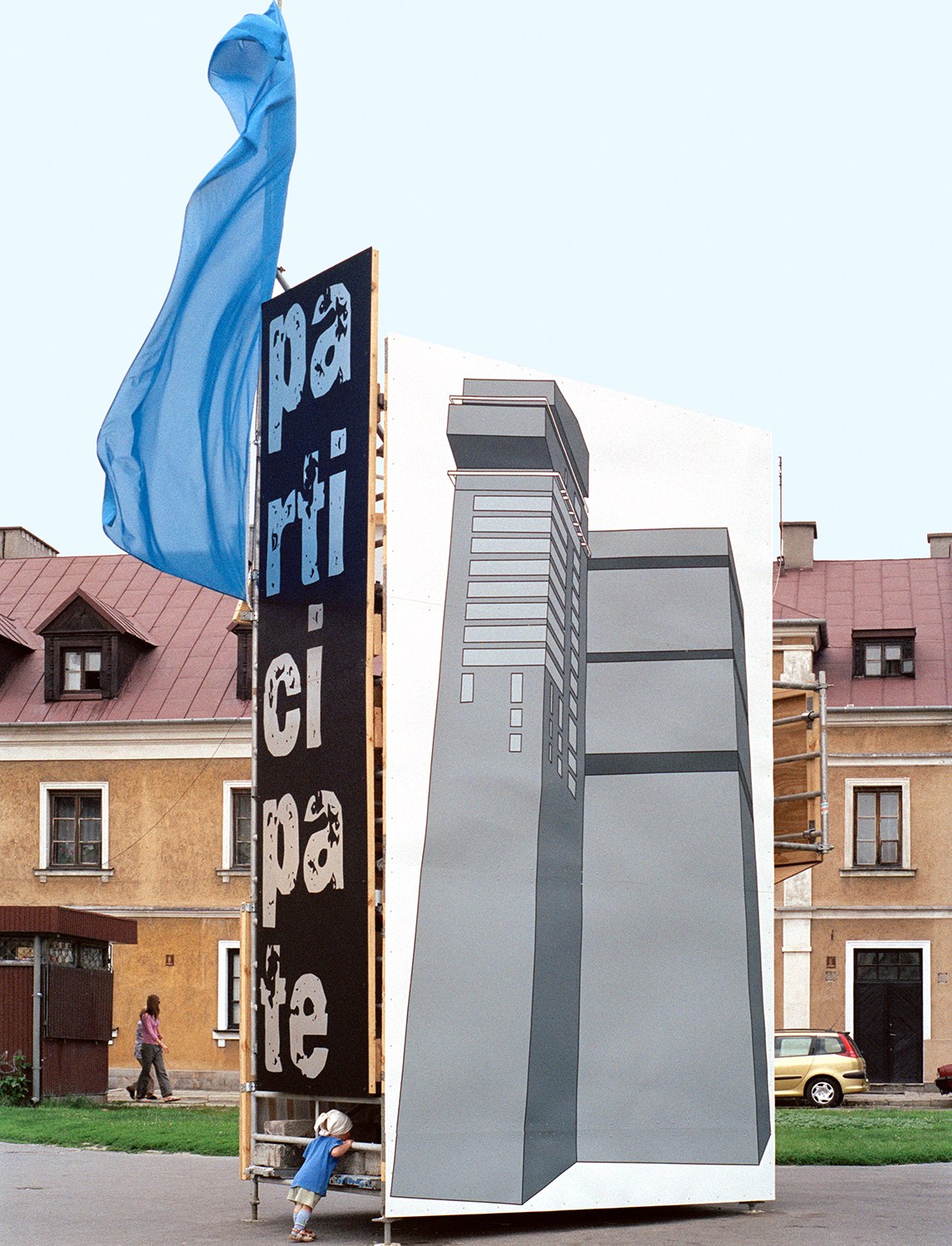 Daniela Brahm The New Town, 2006 scaffolding, paintings, a flag, approx. 8 x 3.6 x 1.6m