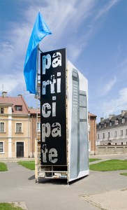 Daniela Brahm The New Town, 2006 scaffolding, paintings, a flag, approx. 8 x 3.6 x 1.6m